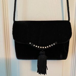Vintage Claires Black Velvet Prom Homecoming Purse
